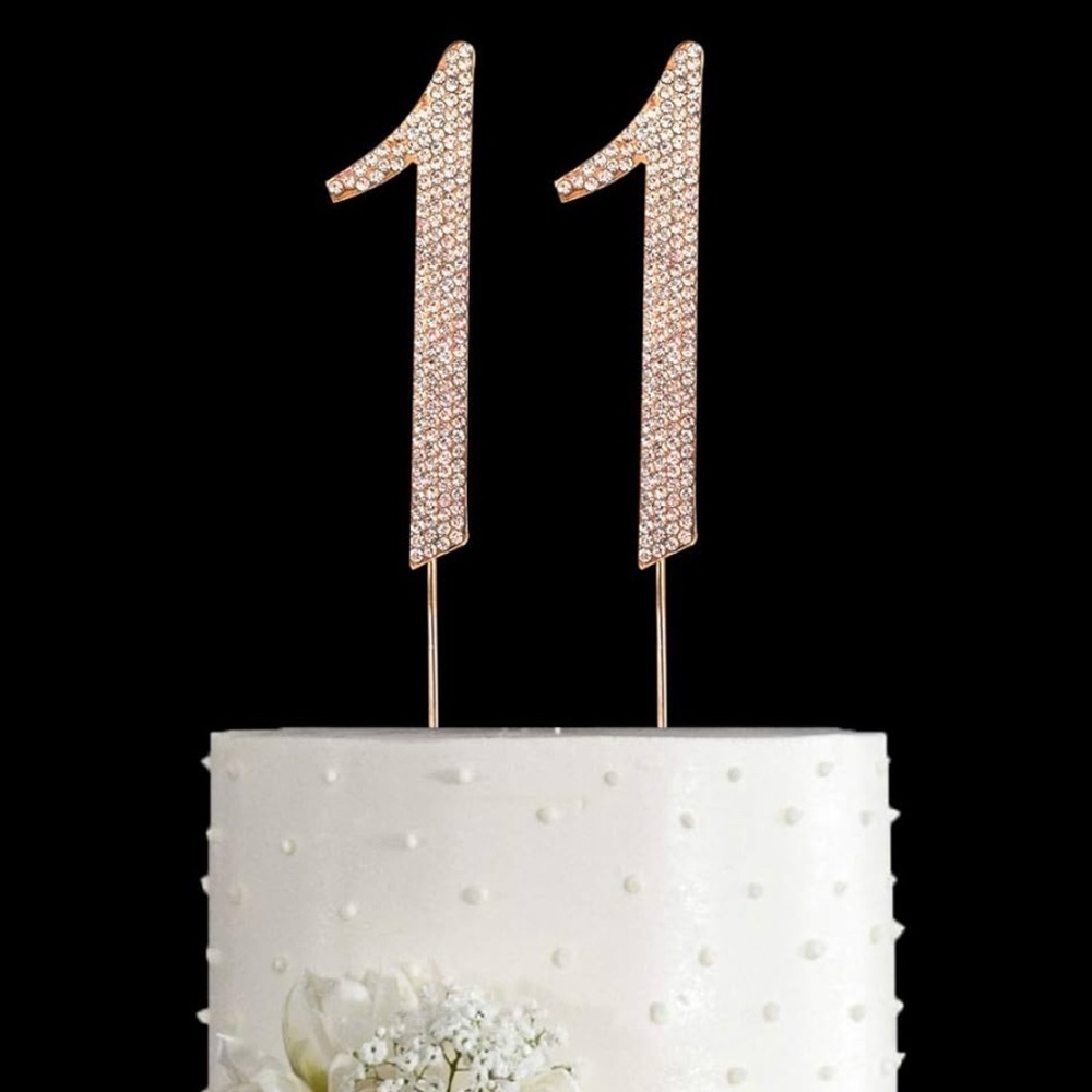Gold Cake Topper with Rhinestones - Picture 2 of 7